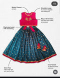 Mayuri Embroidered Kids Lehenga Choli Set – Pink & Teal Blue with Cute Tassels and Extra Flare